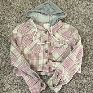 Aeropostale Cropped flannel hoodie